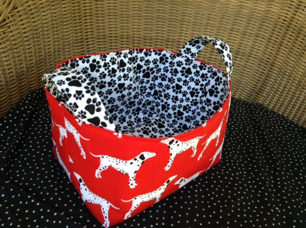 Fabric Basket Storage Bin Made from Dalmations Dog Fabric