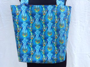 Tote Bag Made From Peacock Feathers Fabric