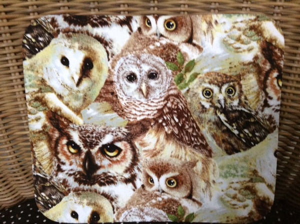 Fabric Computer Mousepad Made With Realistic Owls Fabric