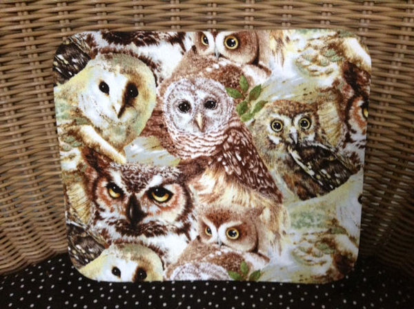 Fabric Computer Mousepad Made With Realistic Owls Fabric