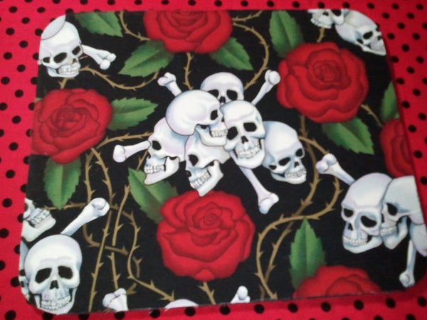 Skulls and Roses Computer Fabric Mousepad