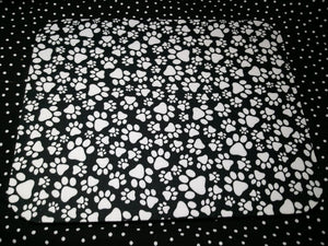 Black and White Mousepad Made With Paw Print Fabric Cat or Dog