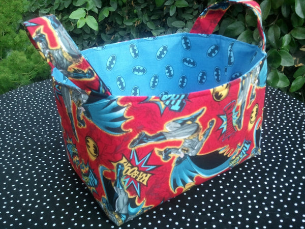Fabric Basket Storage Bin Made from Batman Fabric - Robin Joker Riddler