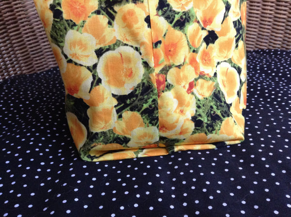 Large Reversible Grocery Bag Tote Purse Made From California Poppies Fabric
