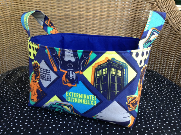 Fabric Basket Storage Bin Made from Dr. Who Fabric