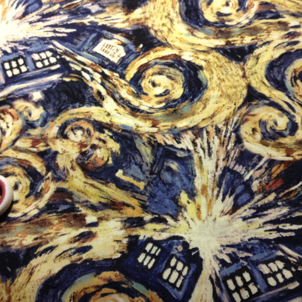 Fabric Basket Storage Bin Made from Dr. Who Starry Night TARDIS Fabric