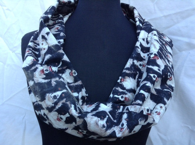 Lightweight Infinity Circle Scarf Made From Border Collie Fabric Single Loop